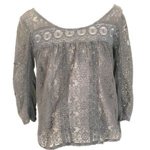 American Eagle Outfitters Grey Netted Top Size M